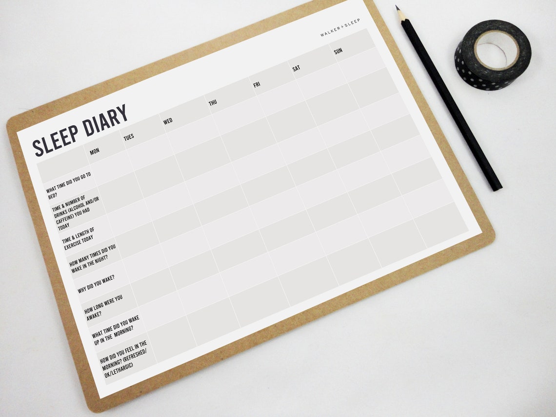 Sleep Diary No3 Printable Sleep Journal Etsy