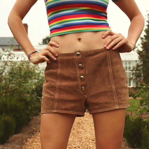 Mega Groovy 1970s Brown Suede Leather Shorts