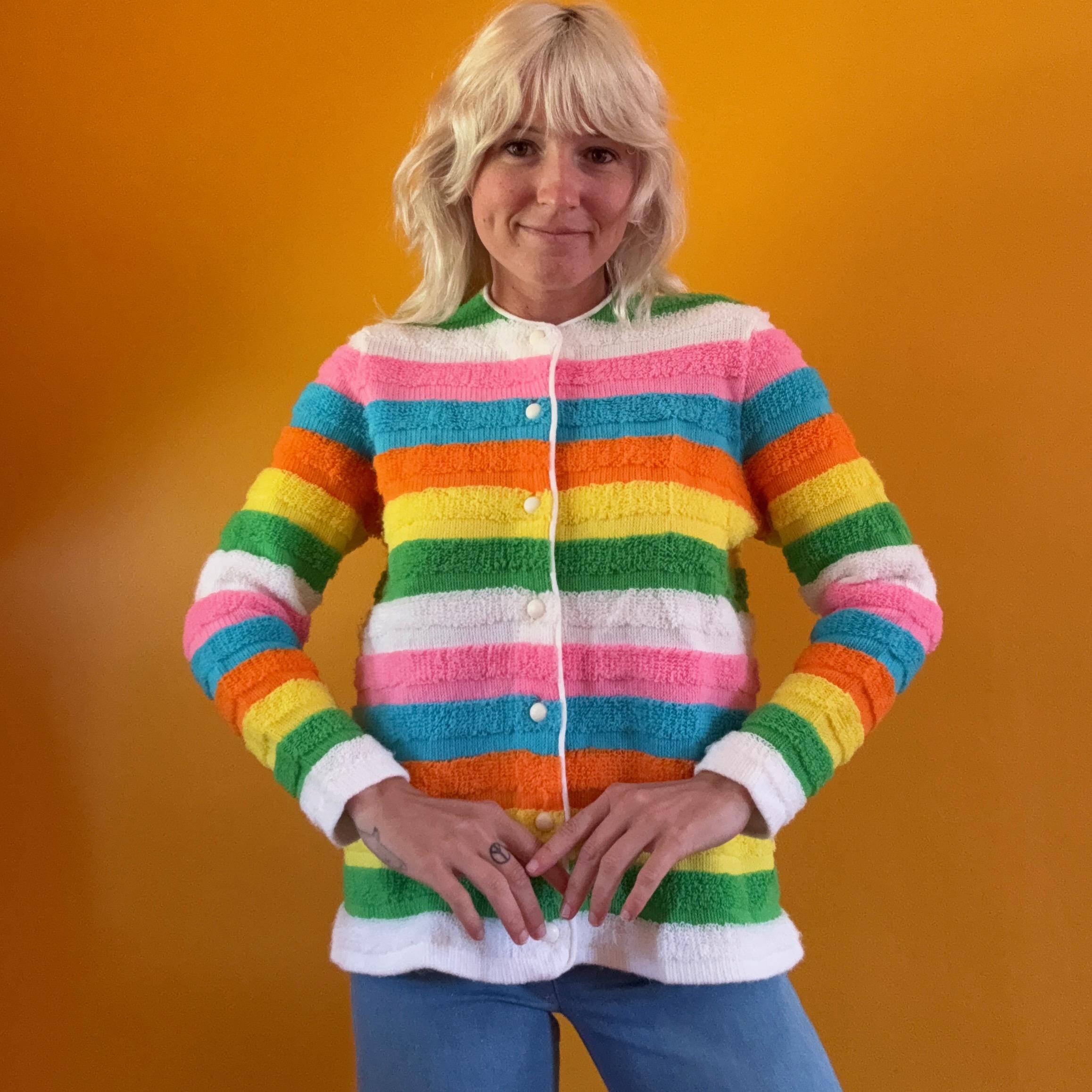 60s Striped Cardigan - Etsy