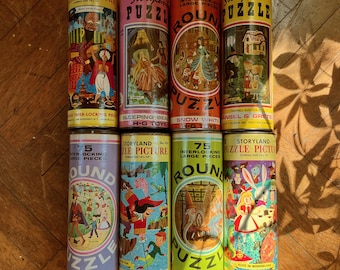 Vintage 1970s Fairytale Puzzles Alice in Wonderland Aladdin Sleeping Beauty Peter Pan Storyland H G Toys Pictures 70s 60s Kids Children's