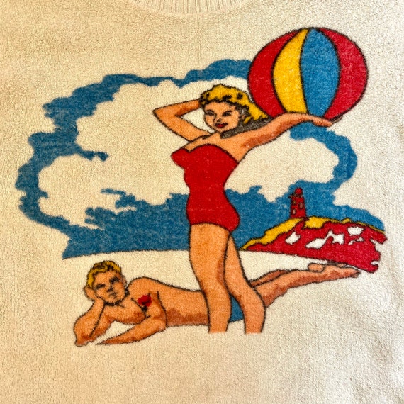 Vintage 1970s Retro Beach Babe Surfer Pinup Graph… - image 3