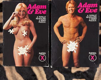 Vintage 1970s Lovers Couple Puzzle Complete Puzzle Original Box Pinup Groovy Hippie Raunchy Sexy Girlfriend Boyfriend Adam and Eve