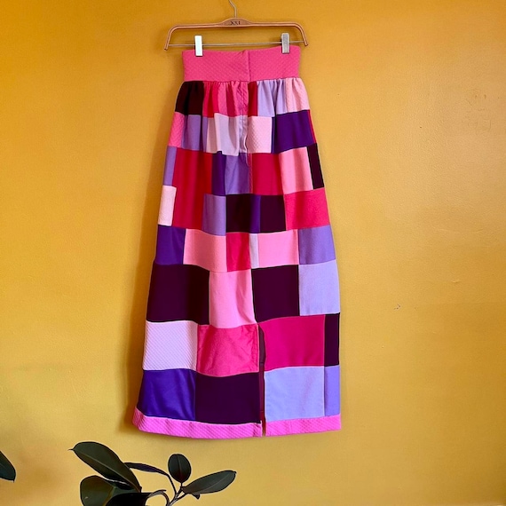 Vintage 1970s Pink Purple Crazy Patchwork Quilt S… - image 3