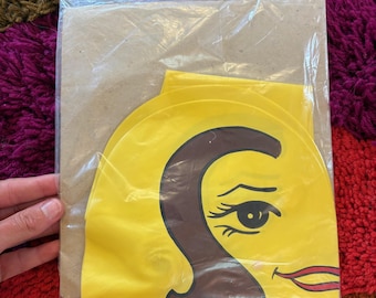 Vintage 1970s Vinyl Boot Shapers Novelty Pop Art Lady Woman Girl Face Cartoon Yellow Inflatable 70s 60s Groovy Hippie 1960s Mod Hanger