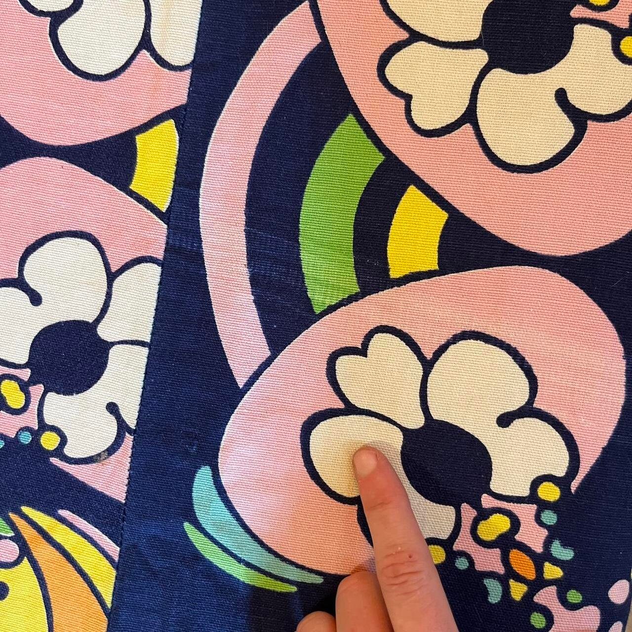 Vintage 1970s Peter Max Blue Floral Abstract Bedspread