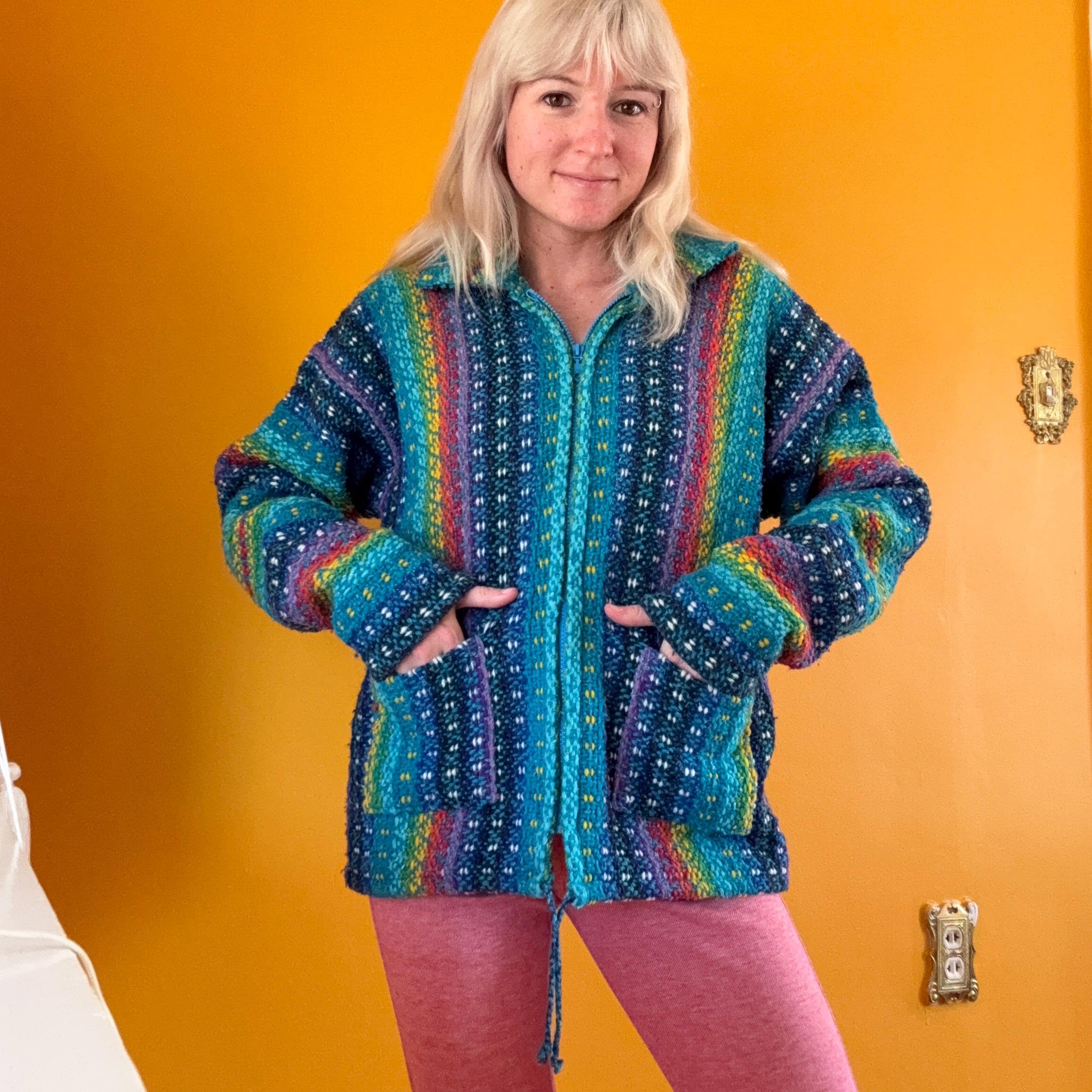 90s Rainbow Cardigan - Etsy