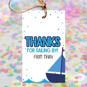 Nautische Geschenkanhänger Blau Boot |  Druckbar |  Canva Vorlage |  Party |  Danke-Tag |  Leckerli Anhänger