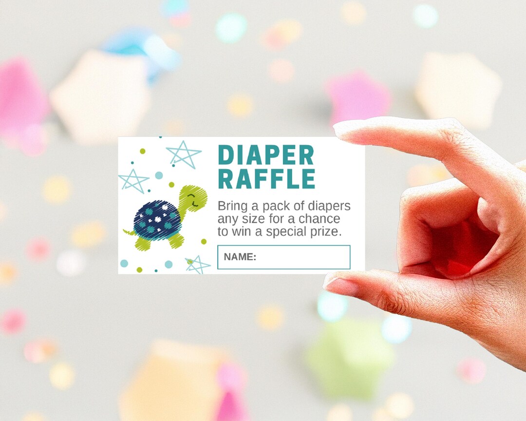 Blue Turtle Diaper Raffle Ticket: Baby Shower Game (printable PDF) - Etsy