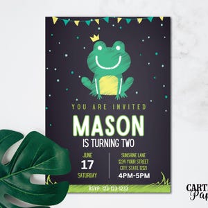 Green Turtle Birthday Invitation |  Printable  |  Canva Template  |  Party