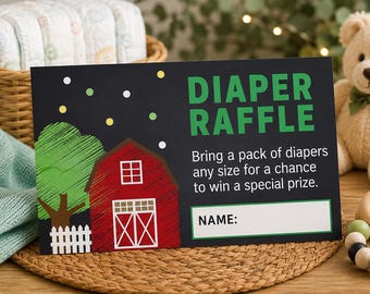 Farm Baby Shower Diaper Raffle Ticket (Printable PDF)