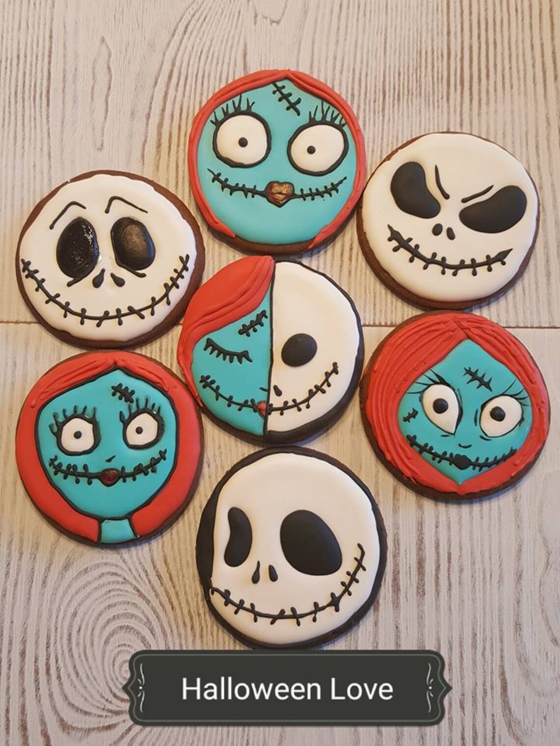 Halloween Jack & Sally Skellington Cookies 12 34 inches in Etsy
