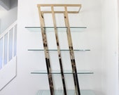 Vintage Brass Etagere Shelf Unit, Hollywood Regency, Art Deco, Mid-Century 1970 39 s Angular Bookcase