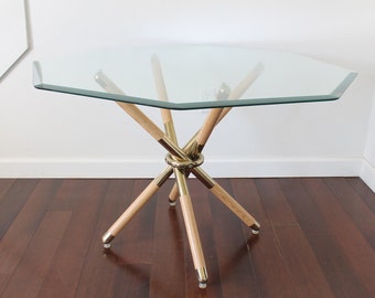 Vintage Brass Knot Dining Table, Mid-Century Kitchen Table, Hollywood Regency Jax Table