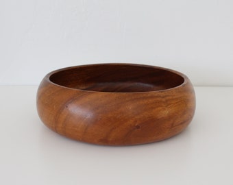 Vintage Teak Wood Salad Bowl, Mid-Century Wooden fruit Bowl, MCM Monkeypod