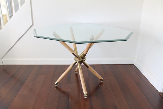 Vintage glass top dining table deals