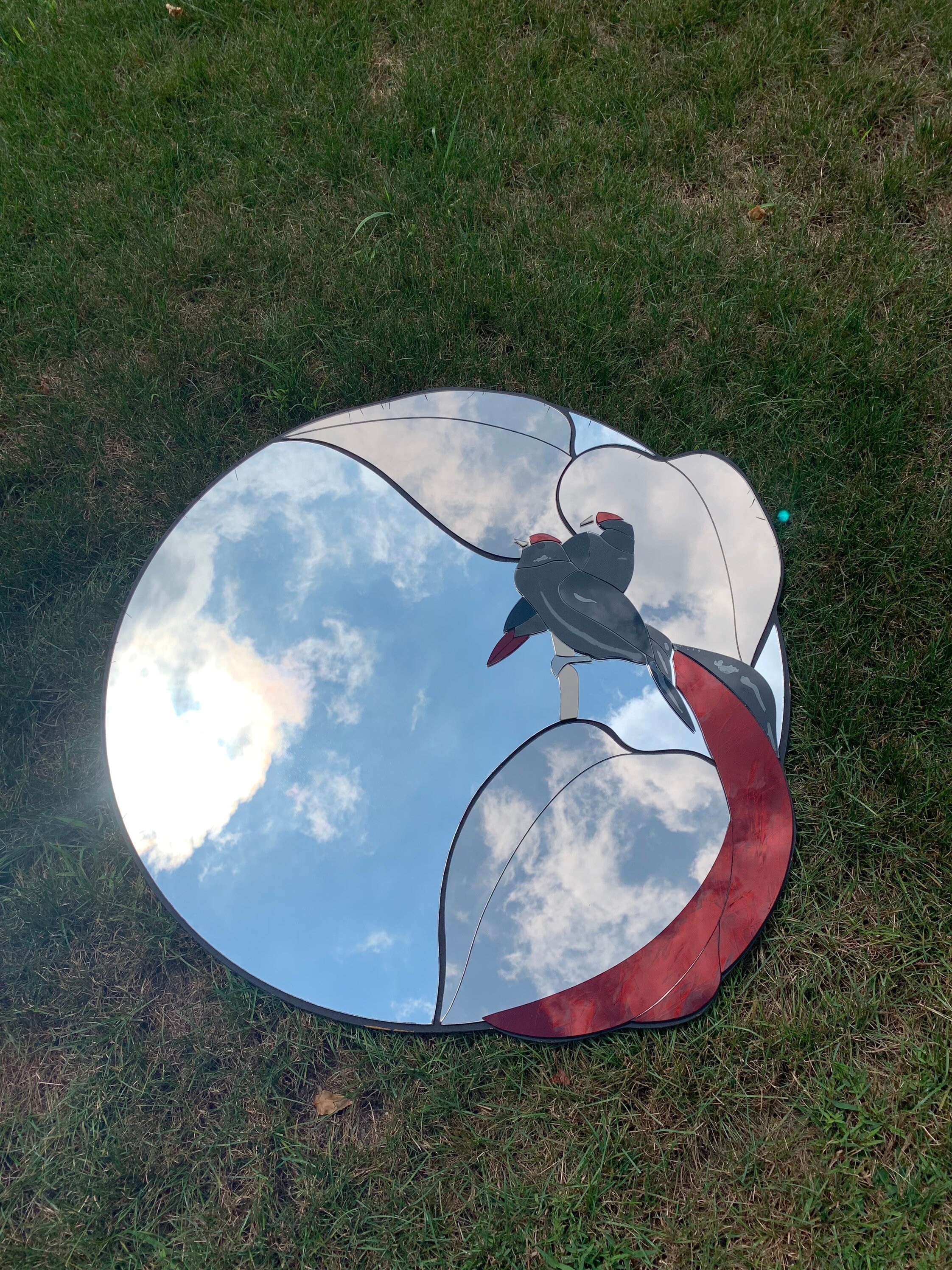 Vintage David Marshall Mirror, 80's Art Glass Wall Mirror With