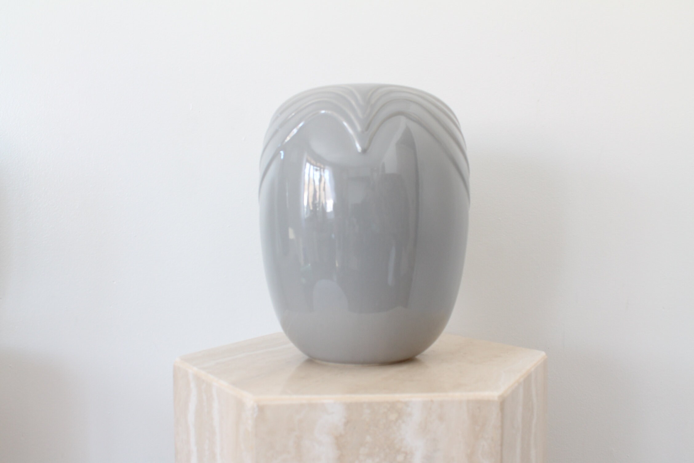 Vintage Gray '80s Art Deco Vase - Etsy