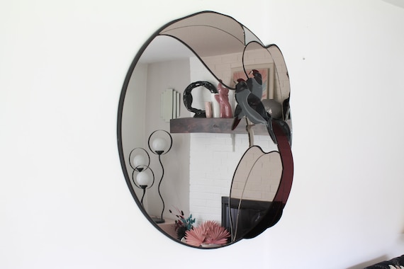 Vintage David Marshall Mirror, 80's Art Glass Wall Mirror With