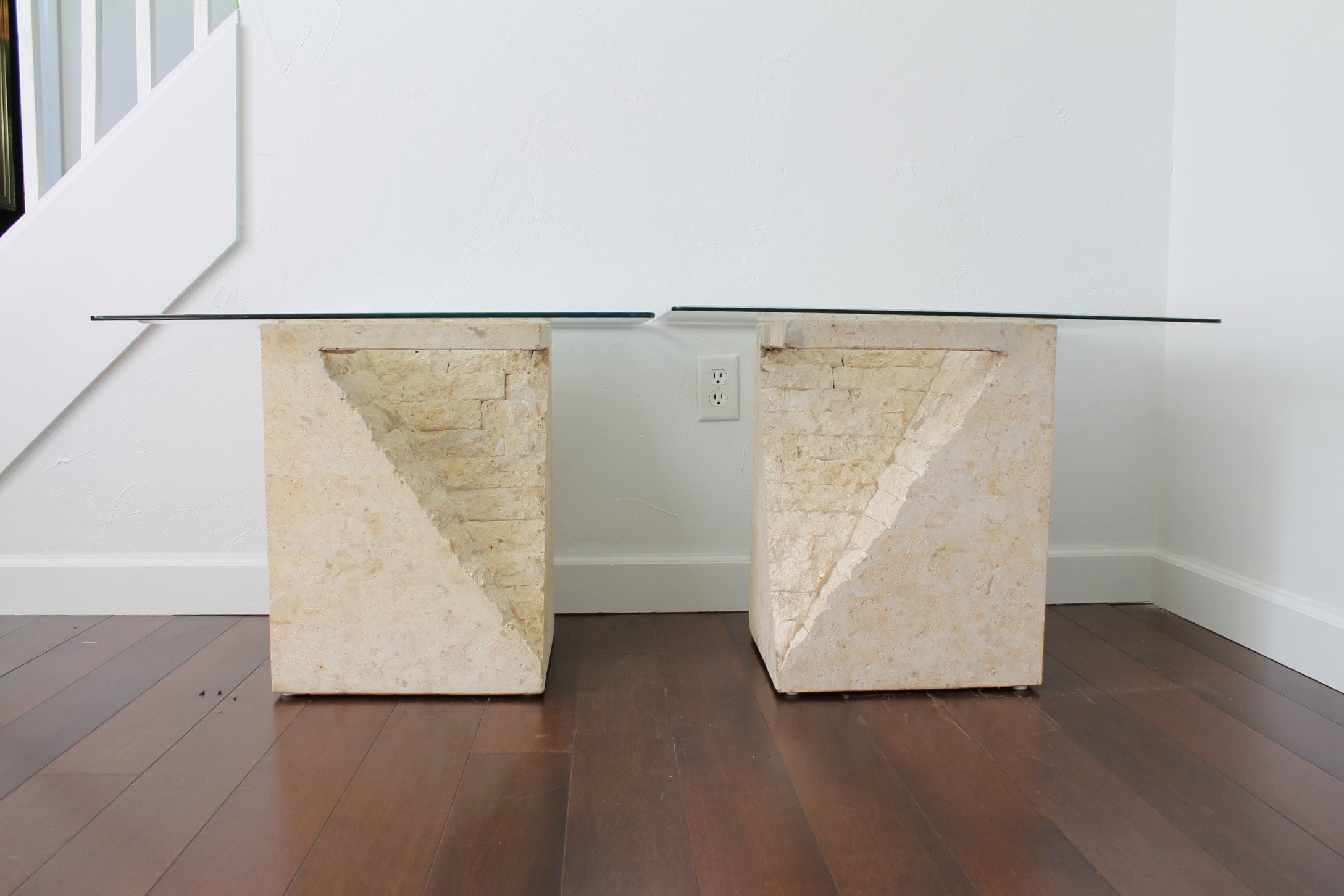 Vintage 80's Stone Side Tables, Maitland-smith Style Mactan Stone
