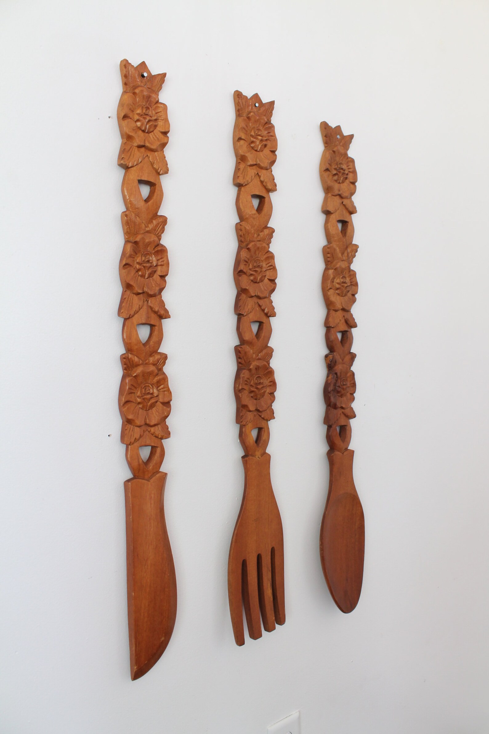 Vintage Wall Hanging Spoon Knife and Fork Utensil Set Retro Etsy