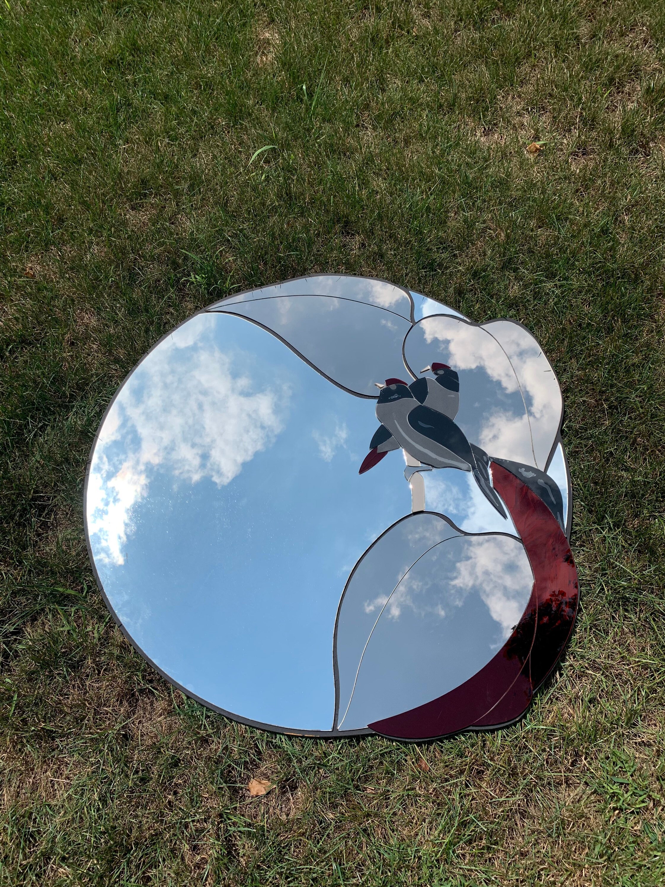 Vintage David Marshall Mirror, 80's Art Glass Wall Mirror With Vintage David Marshall Mirror, 80's Art Glass Wall Mirror With