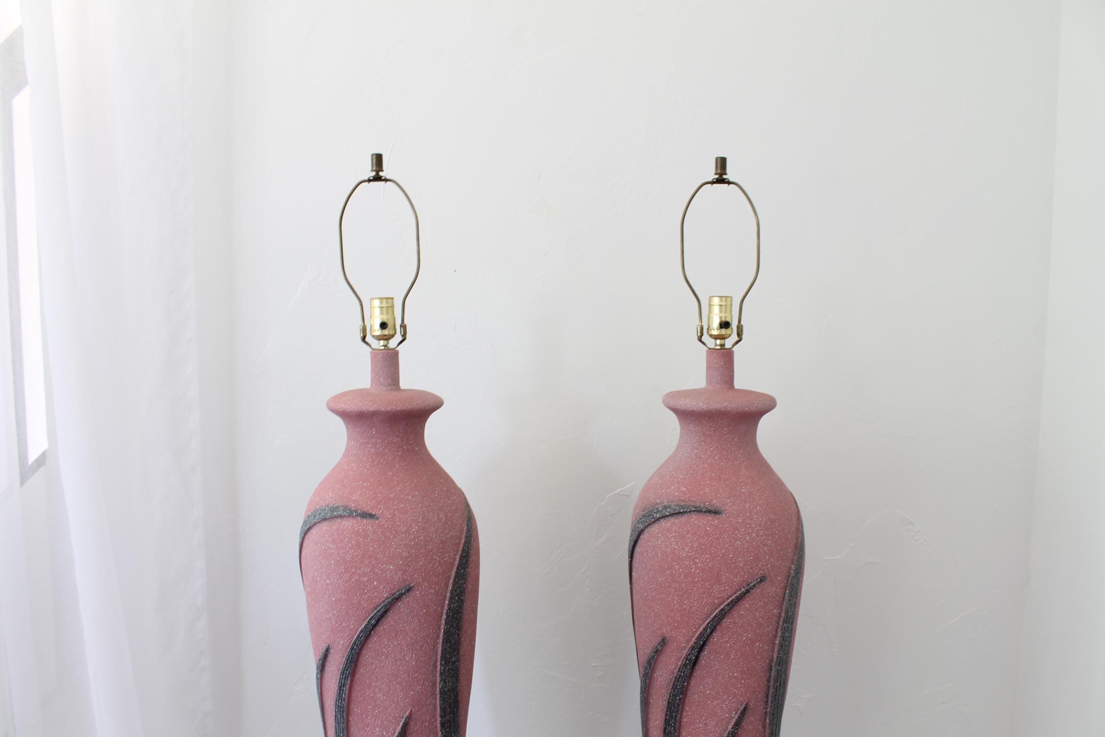 Vintage 80s/90s Sculptural Floor Lamps: Pink & Gray Postmodern
