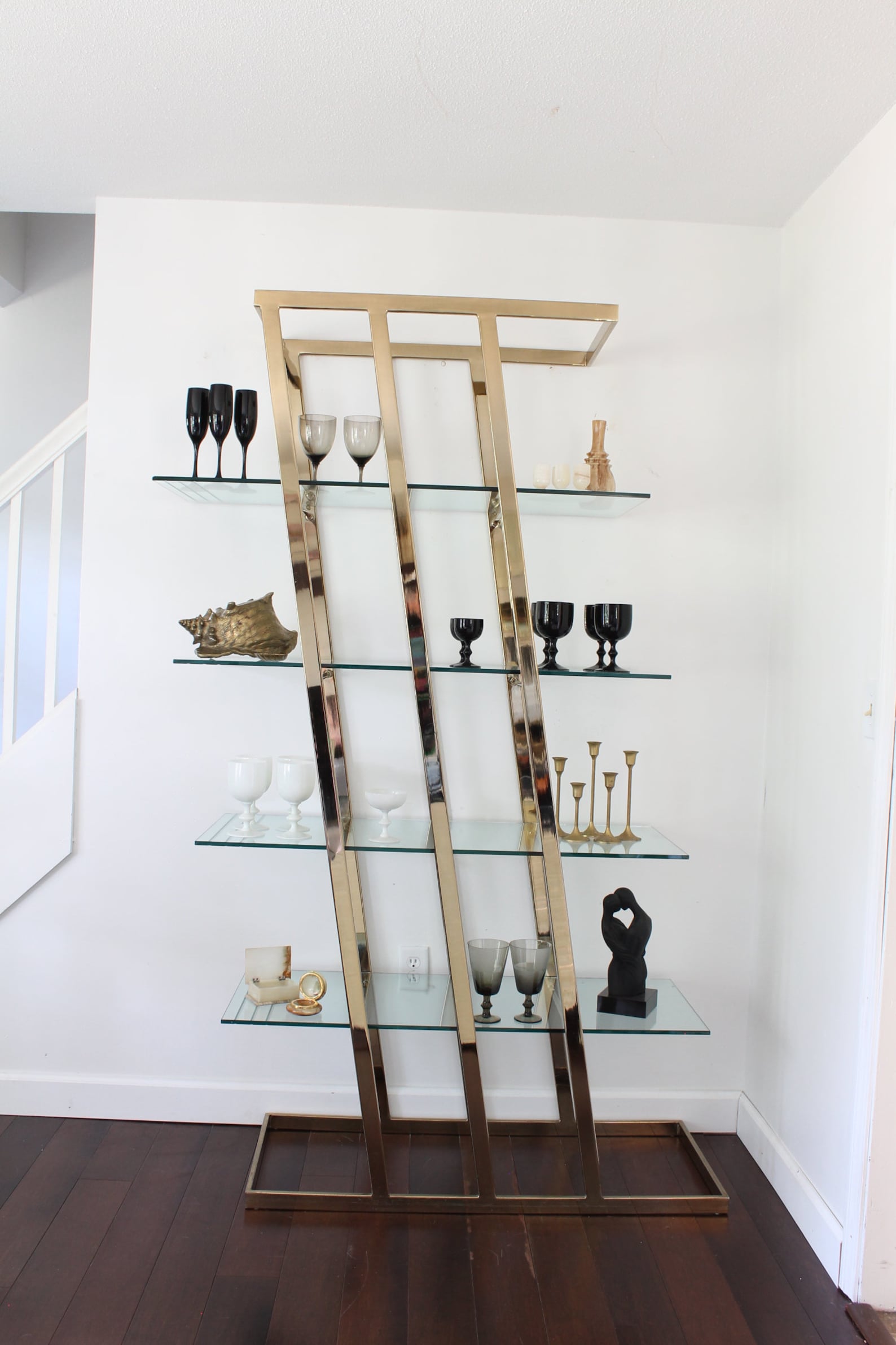 Vintage Brass Etagere Shelf Unit Hollywood Regency Art Deco Etsy