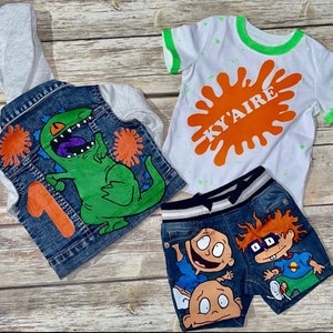 Hand Drawn and Painted ** Kids Custom Birthday Outfits - ANY THEME - Jean sets