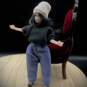 Full Set, Ball Jointed Doll, 1:24 Scale micro doll for Dollhouse , art bjd doll, Miniature bjd doll 7 cm (2.75 inch), BJD Girl