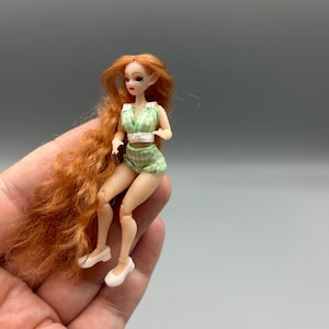 BJD doll with shoes , wig and underwear , Micro bjd doll 1:24  (2.76 inch) ,  ball-jointed dolls 1/12 scale DollHouse