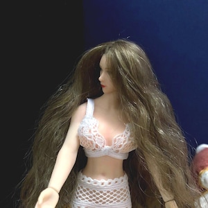 Wig for Phices doll 1/12 size, Long hair  for miniature doll, Natural wig for Heidi Ott doll, long hair for miniature doll 1/12 Scale