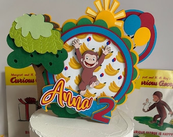 Curious George topper, monkey birthday, curious monkey, Curious George, curious George, cake topper curio, curious theme. George curious.