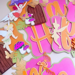 Tinkerbell and friend,fairy happy birthday banner, happy birthday banner fairy, tinkerbell decoration, decorative fairy banner, timkerbell