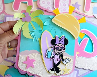 Splash party decor, minie in the pool, pool party, themed beach party, Minnie and Daisy, cake topper pool party, Minnie Mouse Pool party.