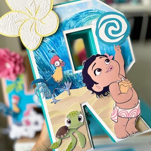 Moana centerpieces, moana 3D letters princess Moana party, beach party Moana, princess moana, moana party named, letter 3d princess moana