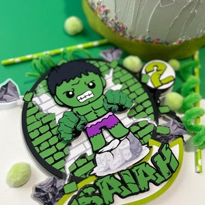 Hulk cake topper, green man, hulk party decor, hulk birthday party. Hulk themed - Hulk garlan- super hero