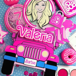 Cake topper for Malibu doll, Malibu girl doll, fiesta temamatica de chicas.