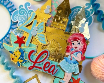 Little mermaid cake topper, Mermaid birthday party, princesa Ariel, little mermaid party, Theme party little mermaid, Disney princesses.