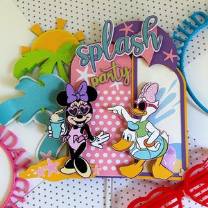 Splash party decor, minie in the pool, pool party, themed beach party, Minnie and Daisy, cake topper pool party, Minnie Mouse Pool party.