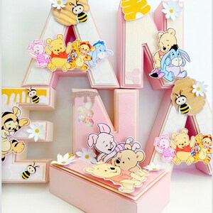 Thcbme Winnie Centerpieces for Baby Shower Decorations Cute Pooh 16pcs Table Toppers Cutouts for Winnie Party Decorations Favors Supplies