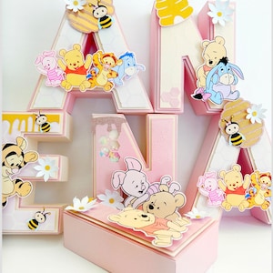 Winnie the Pooh party decor, baby Winnie the Pooh, baby girl Decor, 3D letters, 3D custom name. Baby Pooh. Winnie the Pooh baby.
