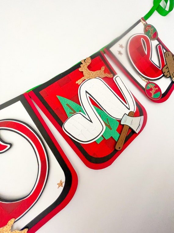 Lumberjack First Birthday Banner. Lumberjack Highchair Banner. Lumberjack One Banner. One Happy Camper. Wild One Lumberjack Party Decor