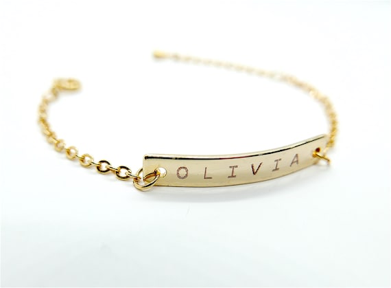 Personalization Name Bar Baby Anklet with an Hand Stamping Initial Star Charm-Newborn 1st Birthday Baby Girl Friendship Best Friend GodChild