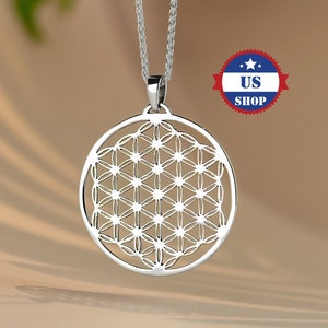 925 Sterling Silver Flower Of Life Pendant - Flower Of Life Necklace Pendant in Silver