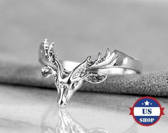Sterling Silver Deer Antler Ring - Nature Inspired Jewelry