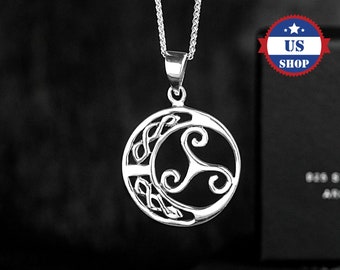 925 Sterling Silver Triskel Pendant - Unisex Celtic Pendant In Silver - Trinity Pendant in 925 Sterling Silver