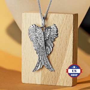 Big Angel Wing Pendant In 925 Sterling Silver - Angel Wings In Silver For Men And Women