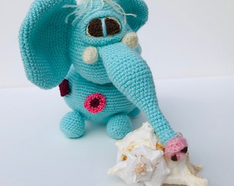 Blue Elephant, 100% hand crochet Interior toy