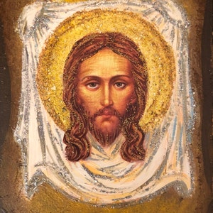 Jesús De Nazaret 8"x 5,5" Icono de colección, pintado a mano sobre panel de madera - Alexander y Vera Antanenka, Certificado De Autenticidad
