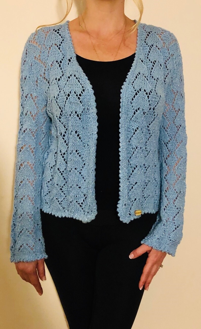 Azure blue cardigan shop